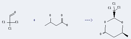 The Butanoic acid, 3-hydroxy- could react with trichloroacetaldehyde, and obtain the cis-6-methyl-2-trichloromethyl-1,3-dioxan-4-one